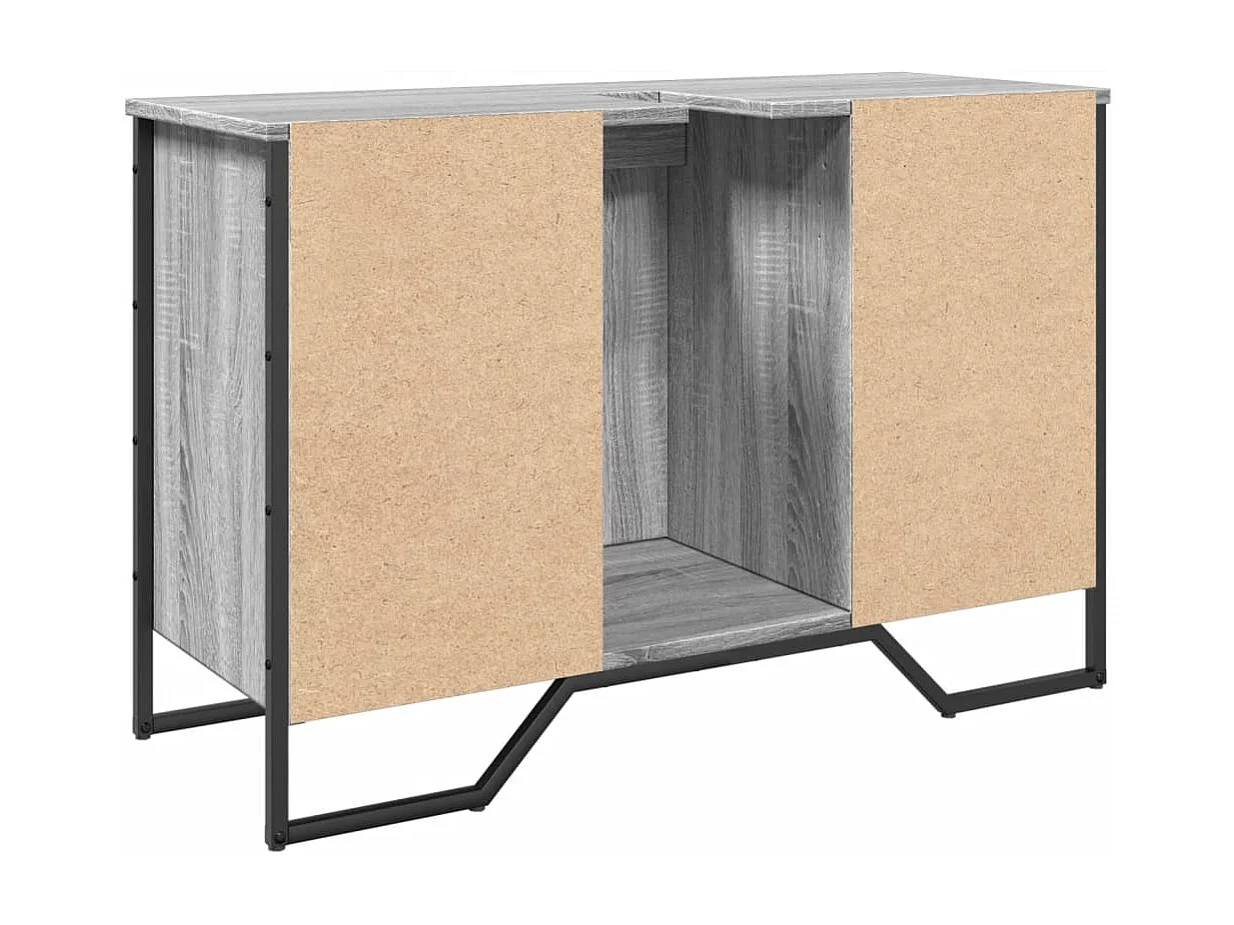 Armario lavabo baño madera ingeniería gris Sonoma 91x35x60 cm