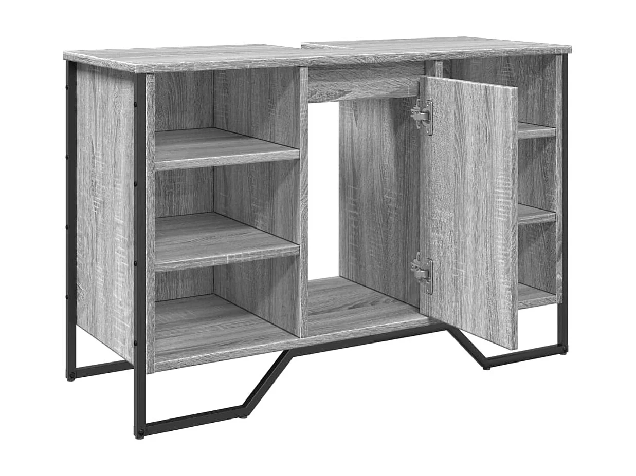 Armoire lavabo de salle de bain sonoma gris 91x35x60 cm