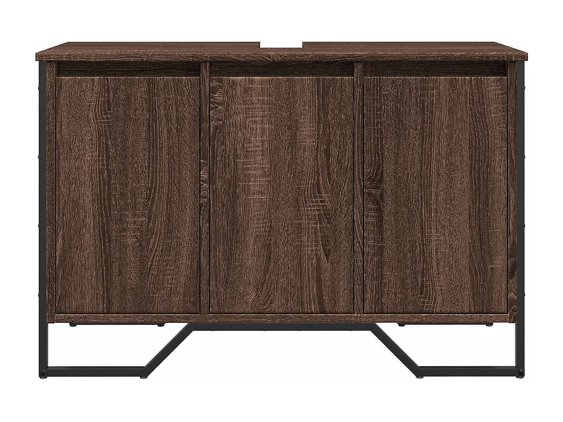 Armoire lavabo de salle de bain chêne marron 91x35x60 cm