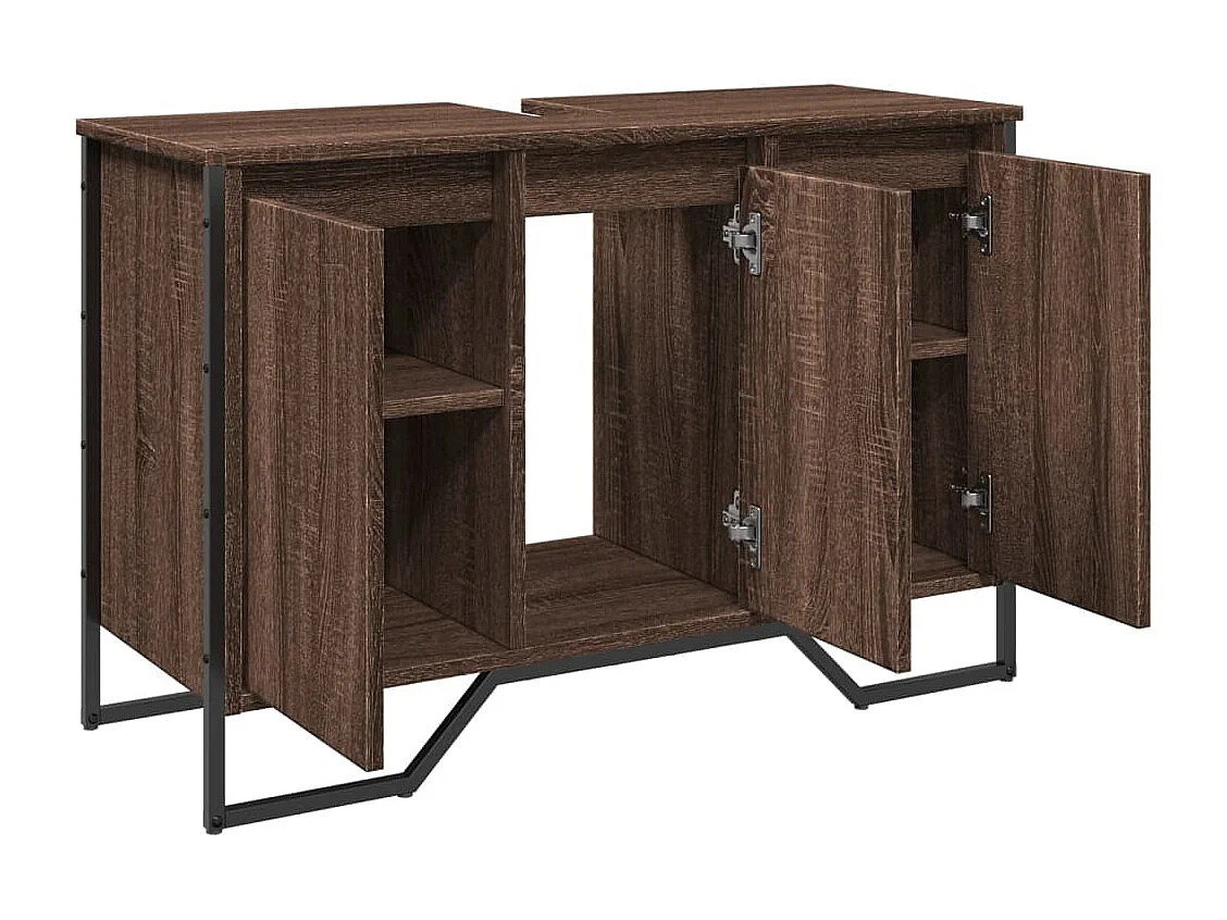 Armoire lavabo de salle de bain chêne marron 91x35x60 cm