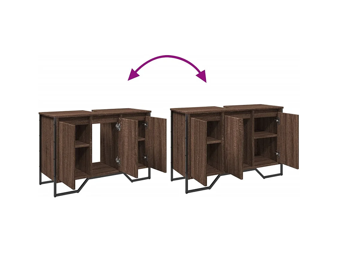 Armoire lavabo de salle de bain chêne marron 91x35x60 cm