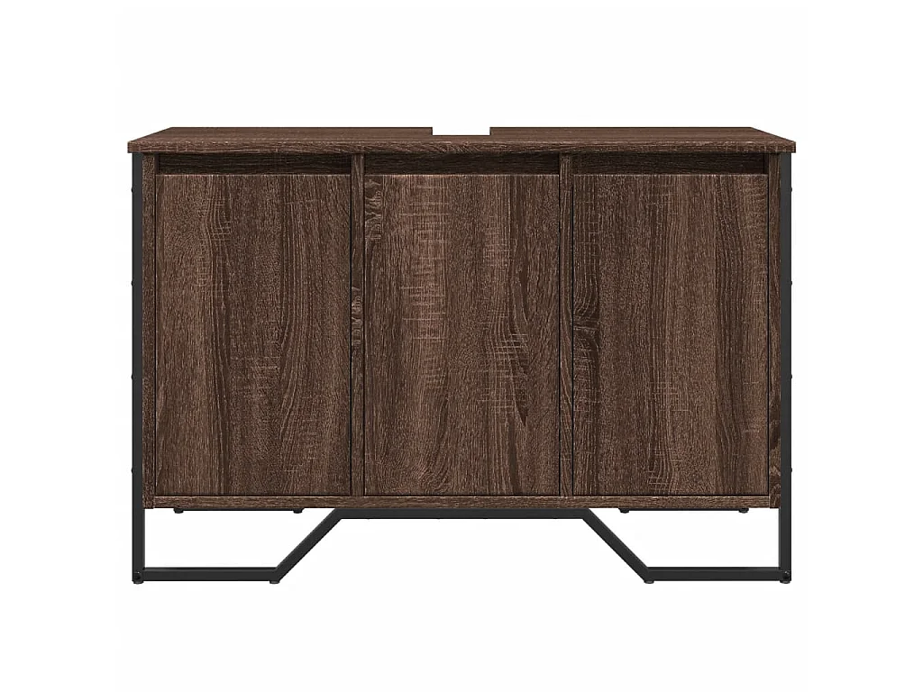 Armoire lavabo de salle de bain chêne marron 91x35x60 cm