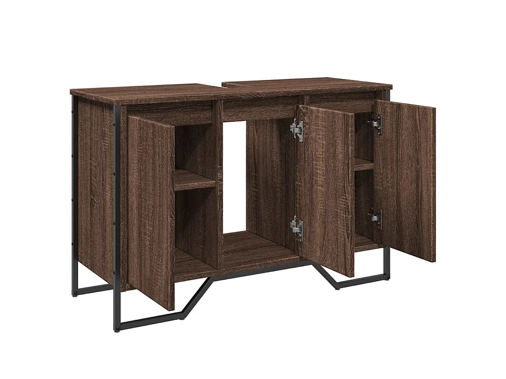 Armoire lavabo de salle de bain chêne marron 91x35x60 cm