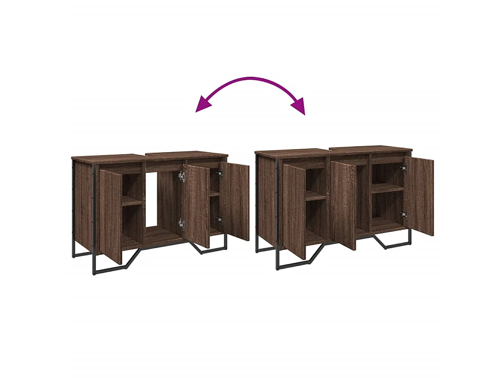 Armoire lavabo de salle de bain chêne marron 91x35x60 cm