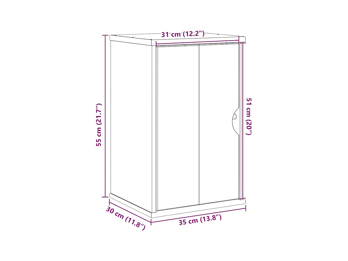 Armoire murale de salle de bain OTTA 35x30x55 cm bois massif