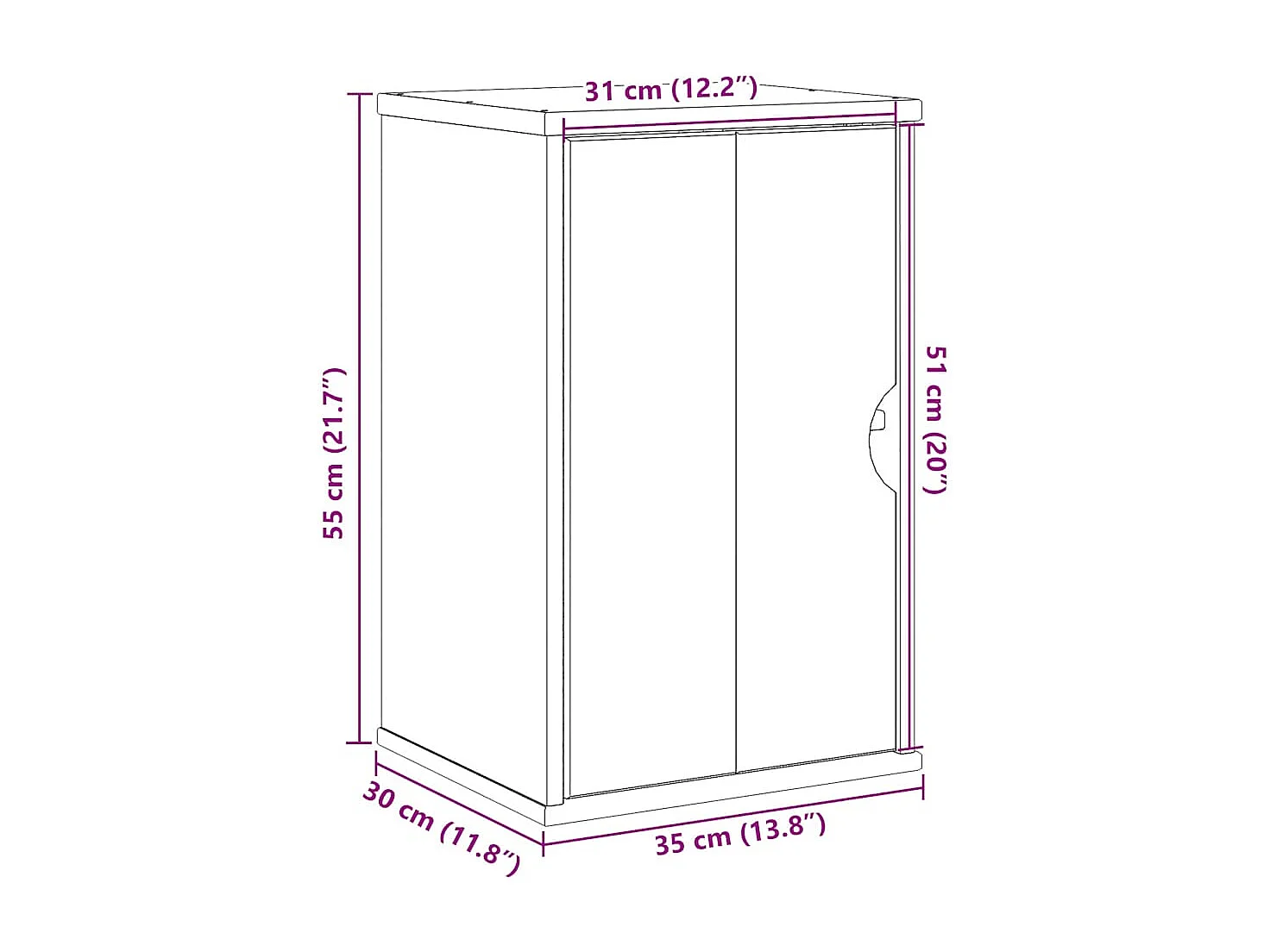 Armoire murale de salle de bain OTTA 35x30x55 cm bois massif