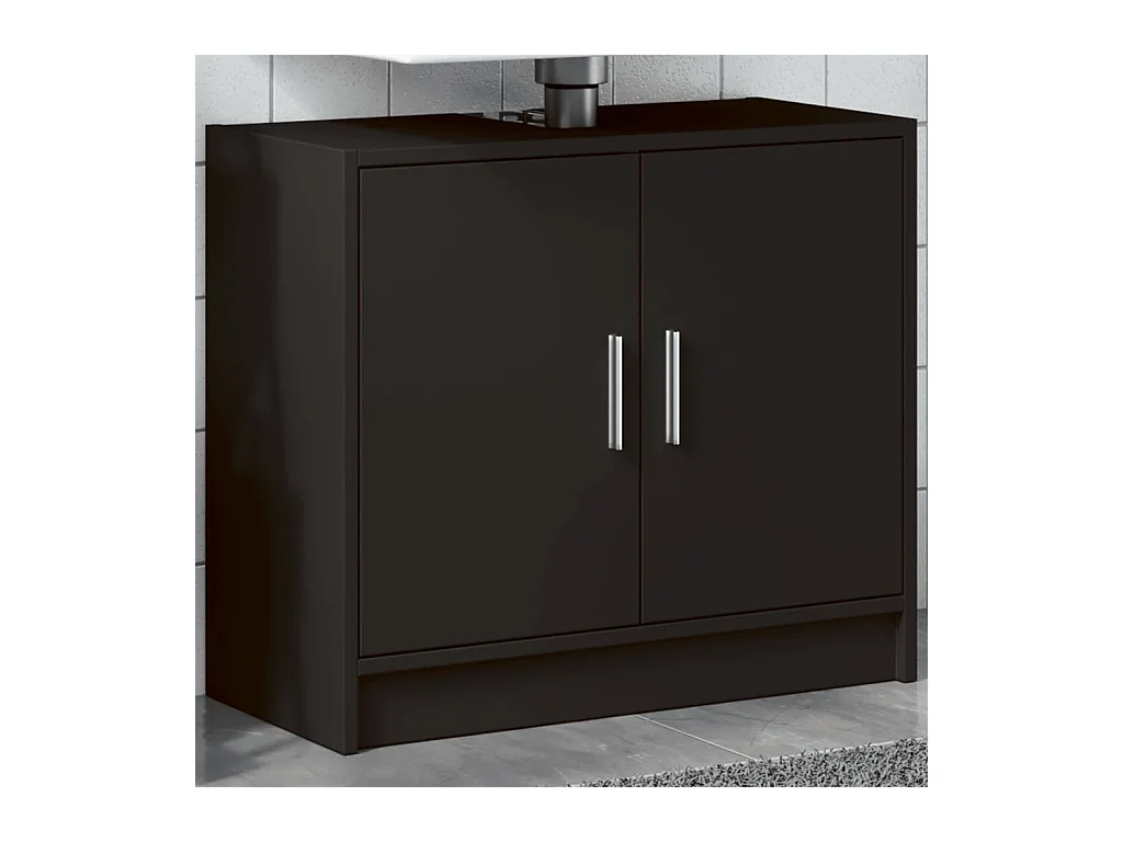 Armário de lavatório 63x29x55 cm derivados de madeira preto