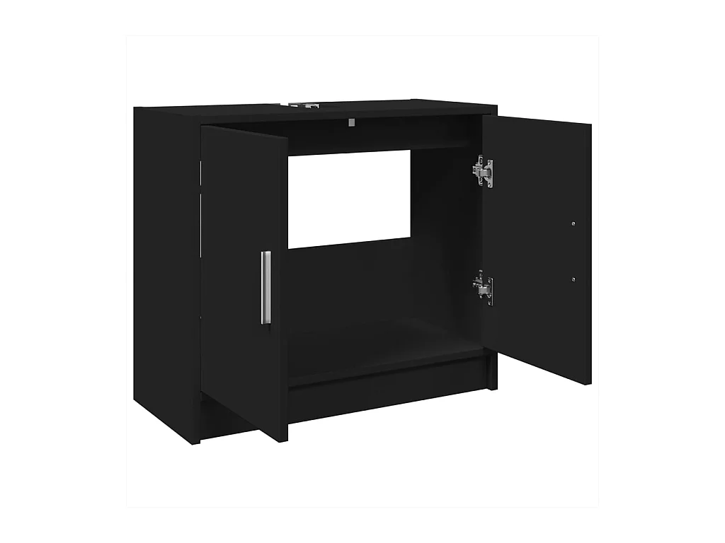 Armário de lavatório 63x29x55 cm derivados de madeira preto