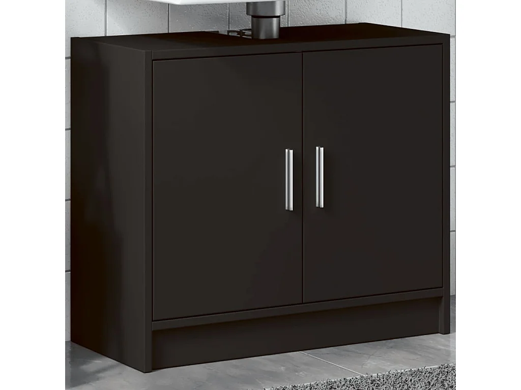 Armoire d'évier noir 63x29x55 cm bois d'ingénierie