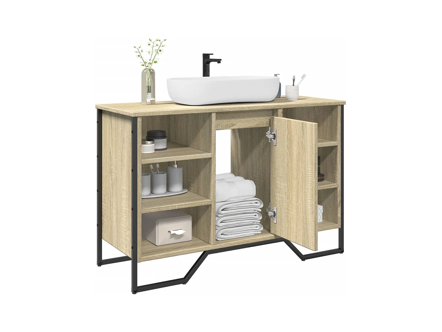 Armoire lavabo de salle de bain chêne sonoma 91x35x60 cm