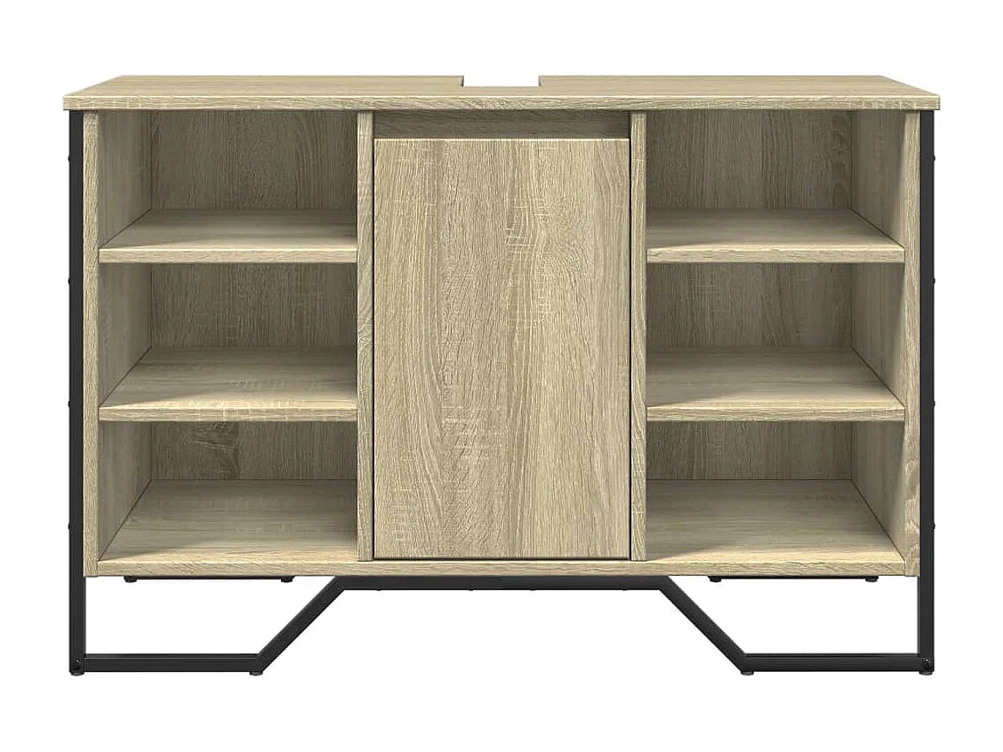 Armario lavabo baño madera ingeniería roble Sonoma 91x35x60 cm