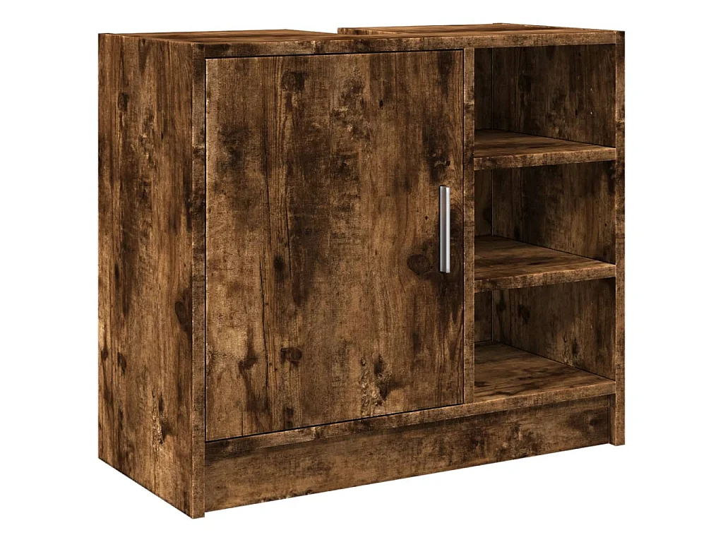 Armoire de lavabo chêne fumé 63x29x55 cm bois d'ingénierie