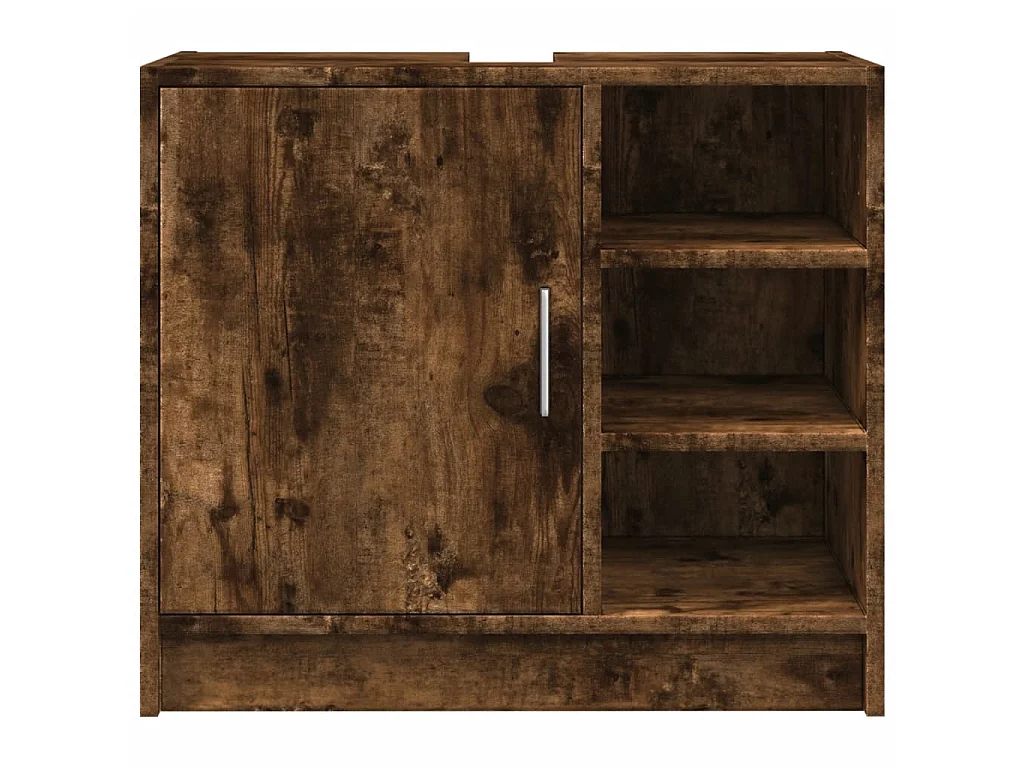 Armoire de lavabo chêne fumé 63x29x55 cm bois d'ingénierie