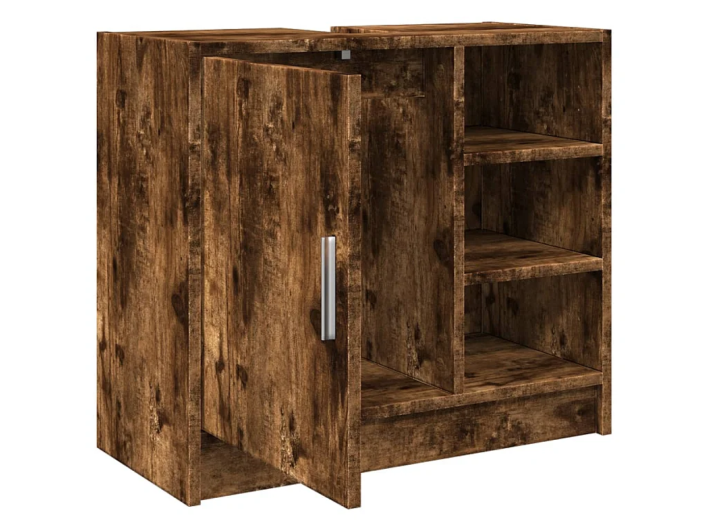 Armoire de lavabo chêne fumé 63x29x55 cm bois d'ingénierie