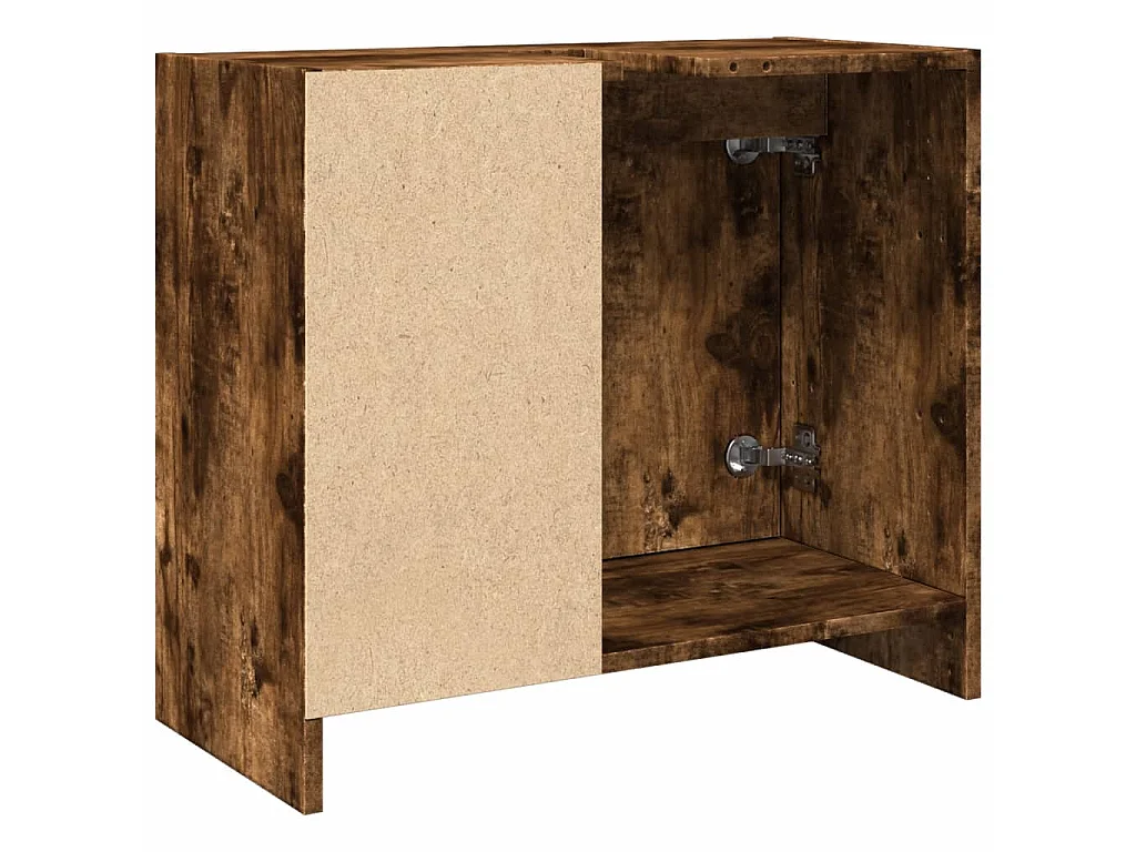 Armoire de lavabo chêne fumé 63x29x55 cm bois d'ingénierie