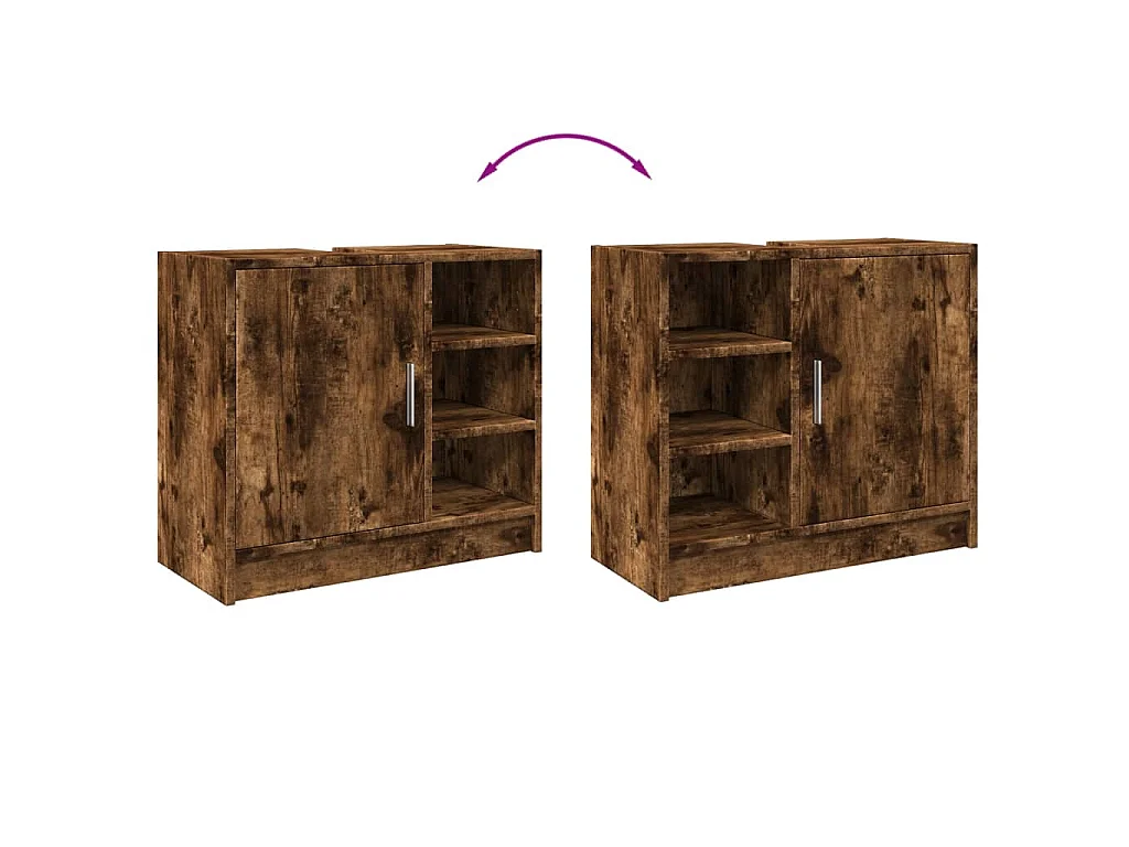 Armoire de lavabo chêne fumé 63x29x55 cm bois d'ingénierie
