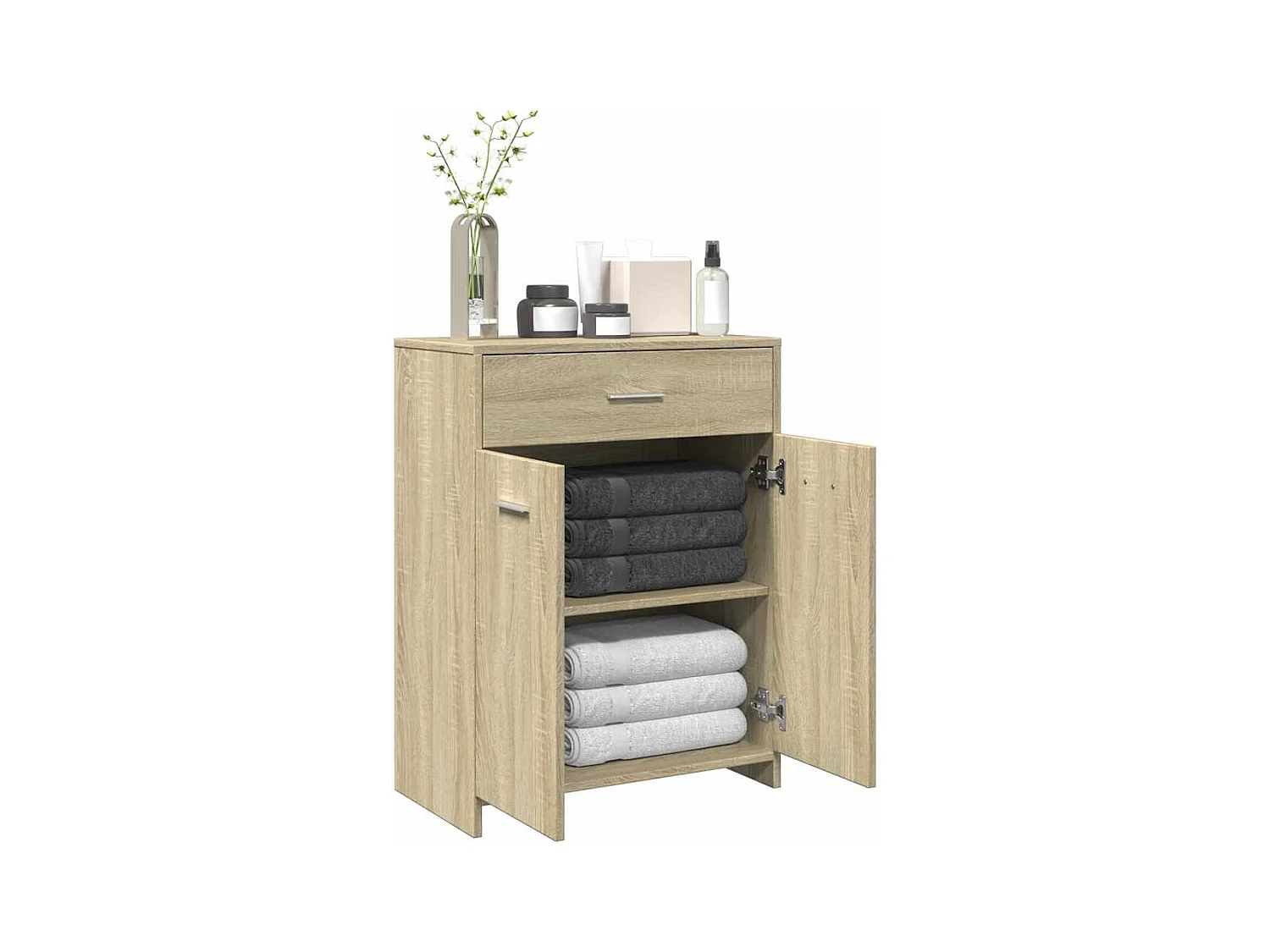 Badkamerkast 60x33x80 cm spaanplaat sonoma eikenkleurig