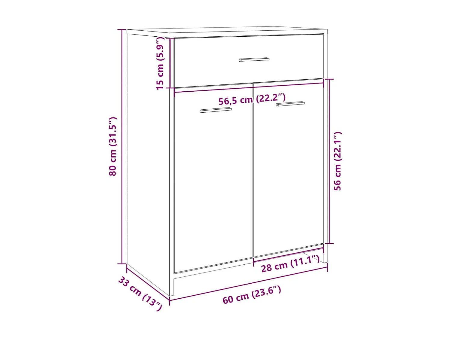 Badkamerkast 60x33x80 cm spaanplaat sonoma eikenkleurig