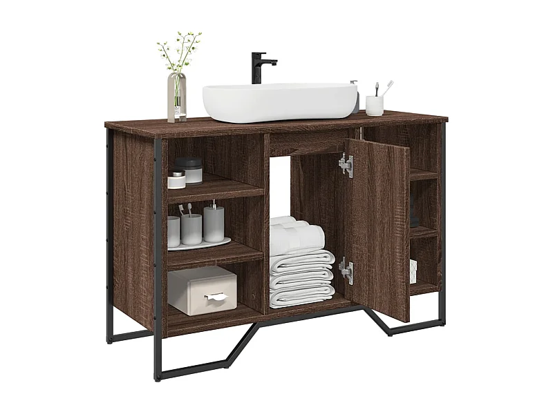 Armario lavabo baño madera ingeniería marrón roble 91x35x60 cm
