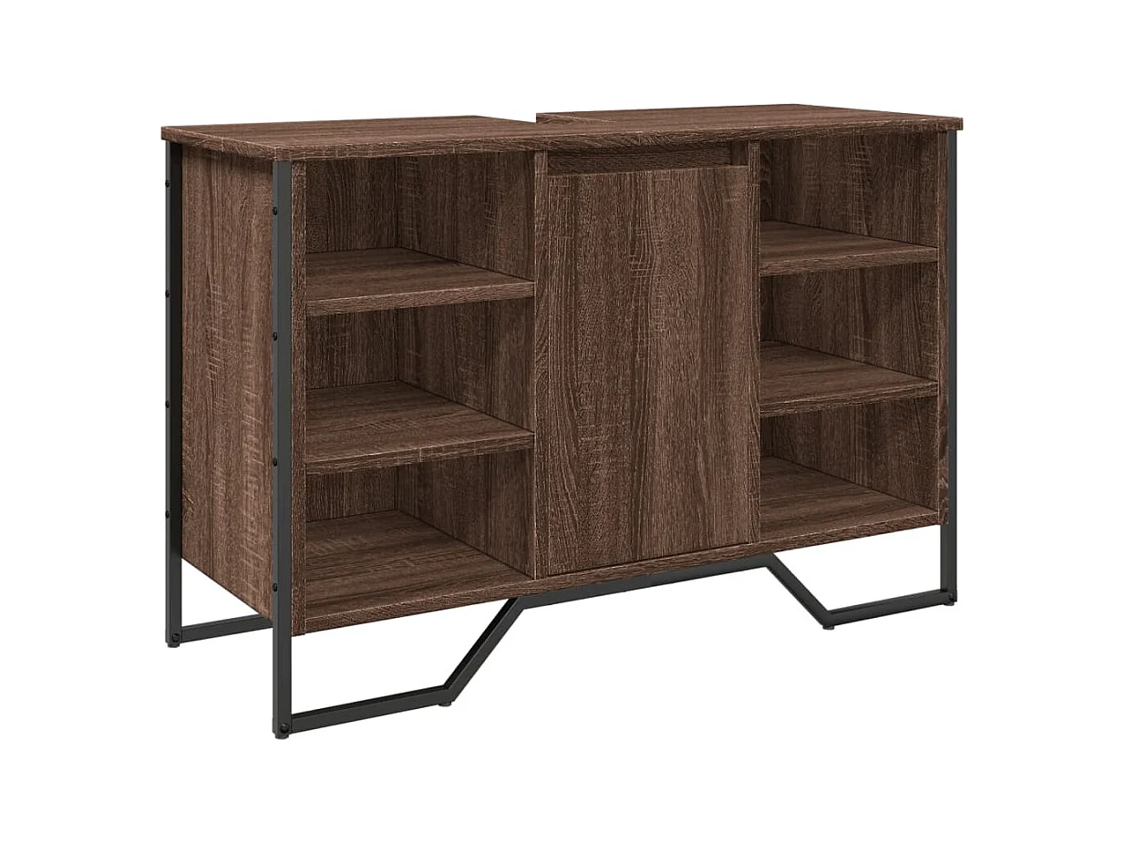 Armoire lavabo de salle de bain chêne marron 91x35x60 cm