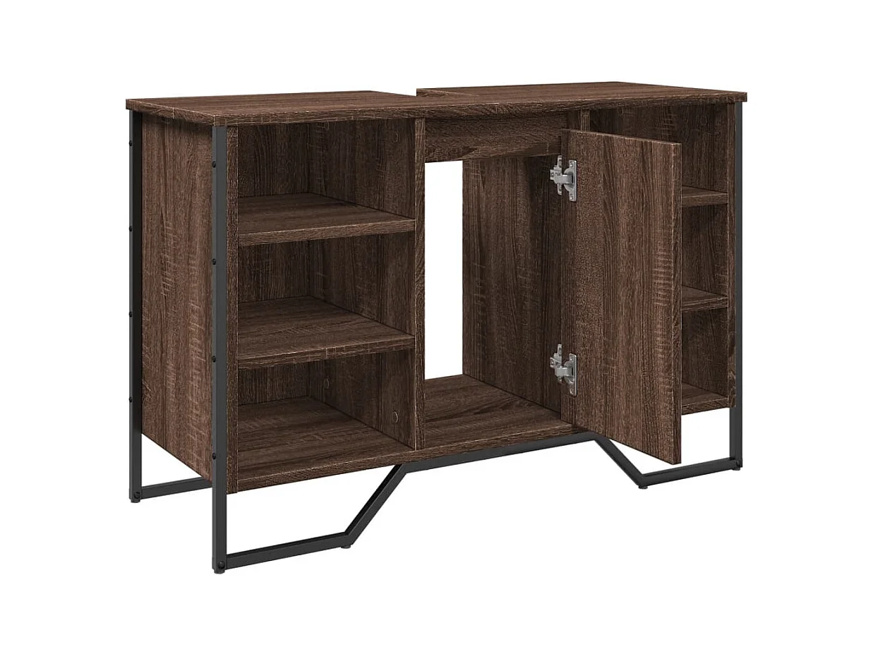 Armoire lavabo de salle de bain chêne marron 91x35x60 cm