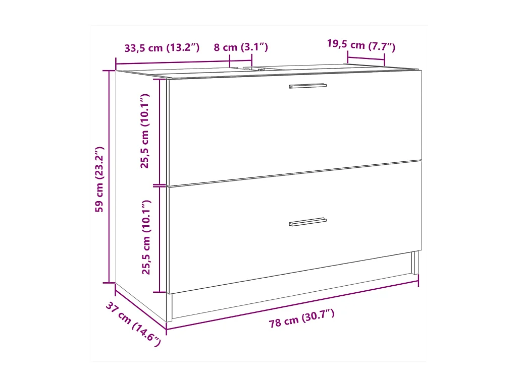 Wastafelkast 78x37x59 cm bewerkt hout wit