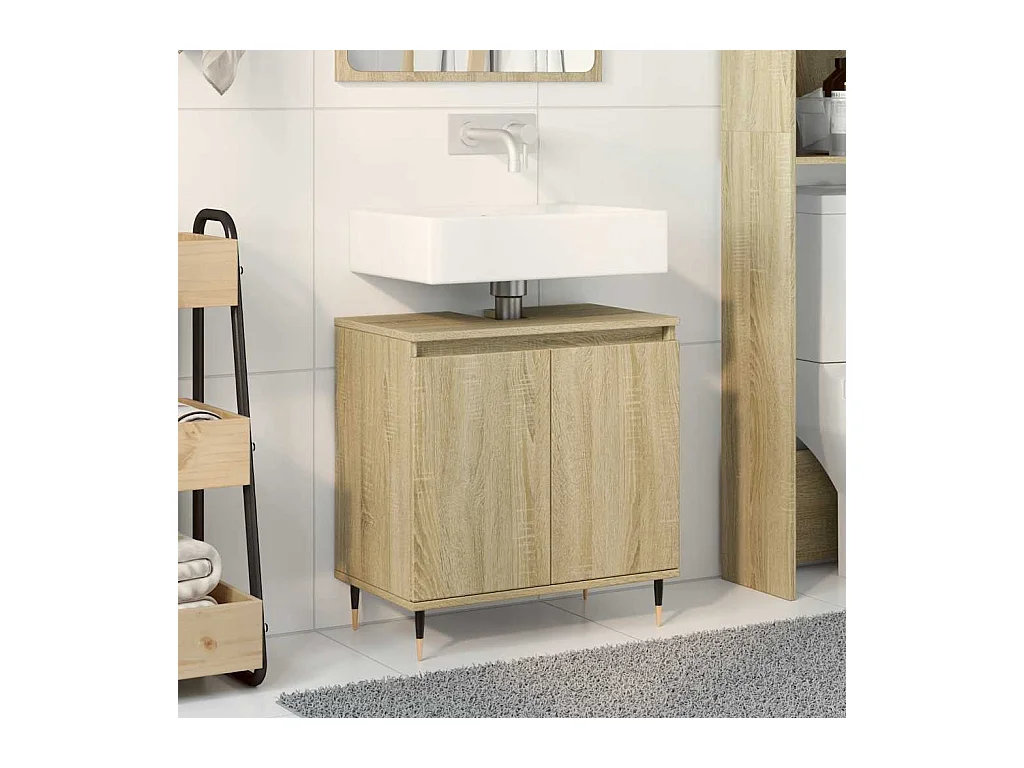 Armoire de bain chêne sonoma 58x33x60 cm bois d'ingénierie