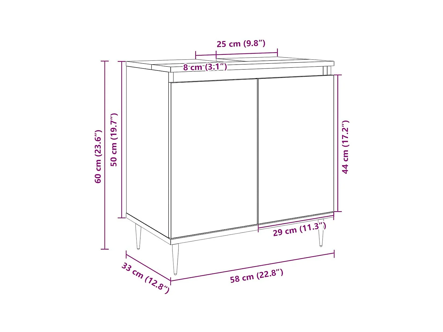 Armoire de bain chêne sonoma 58x33x60 cm bois d'ingénierie