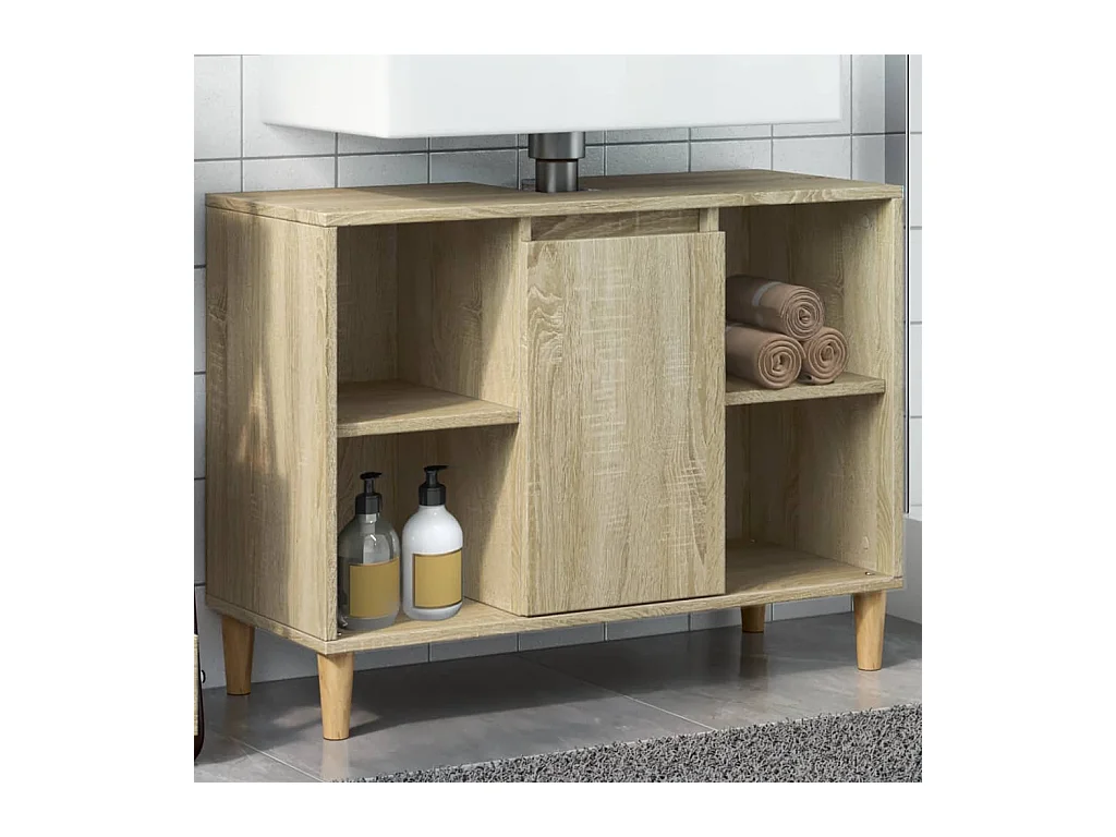Armoire salle de bain chêne sonoma 80x33x60cm bois d'ingénierie