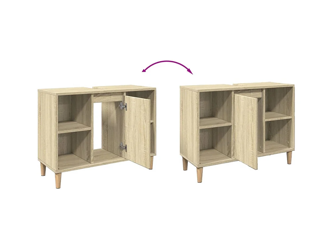 Armoire salle de bain chêne sonoma 80x33x60cm bois d'ingénierie