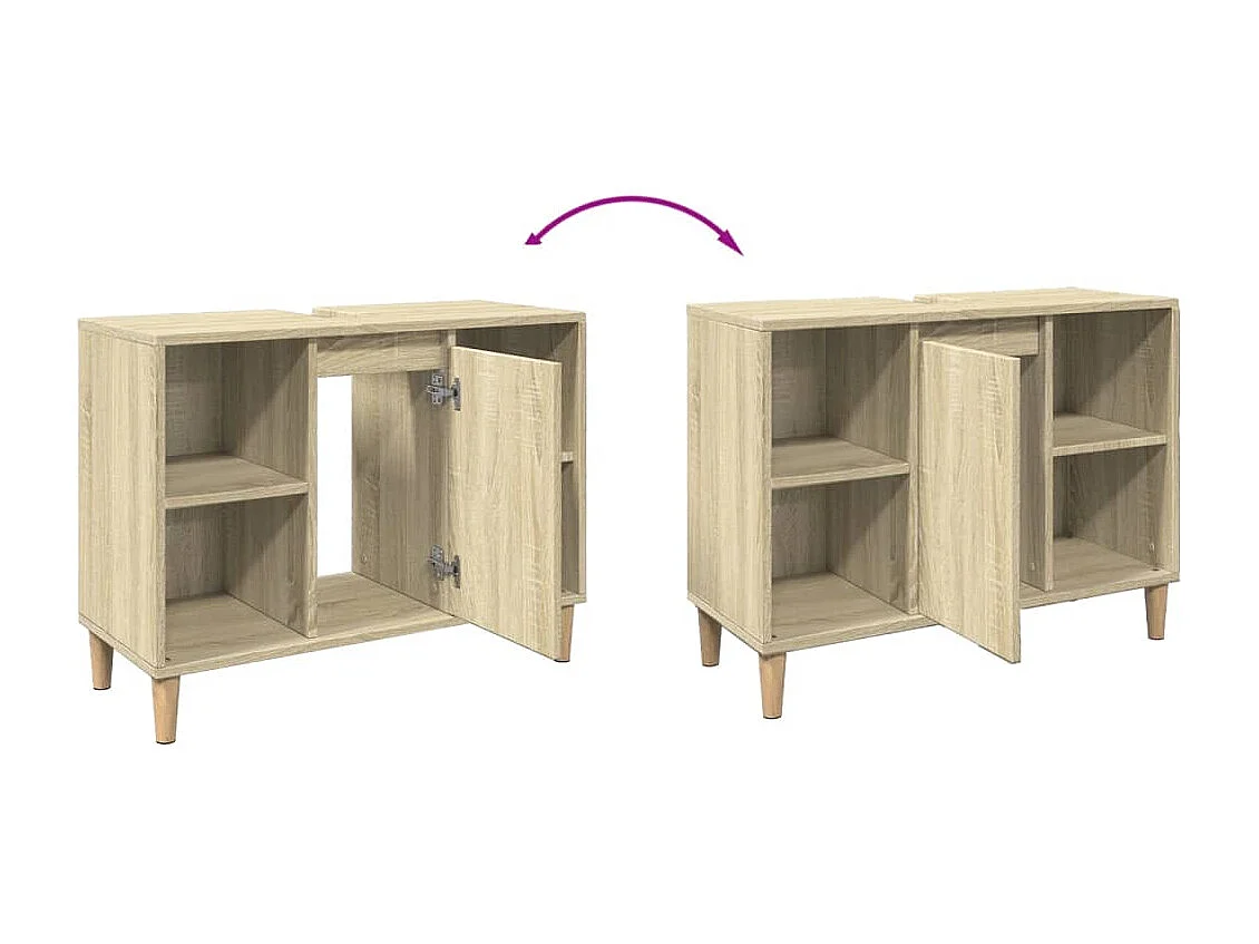 Armoire salle de bain chêne sonoma 80x33x60cm bois d'ingénierie