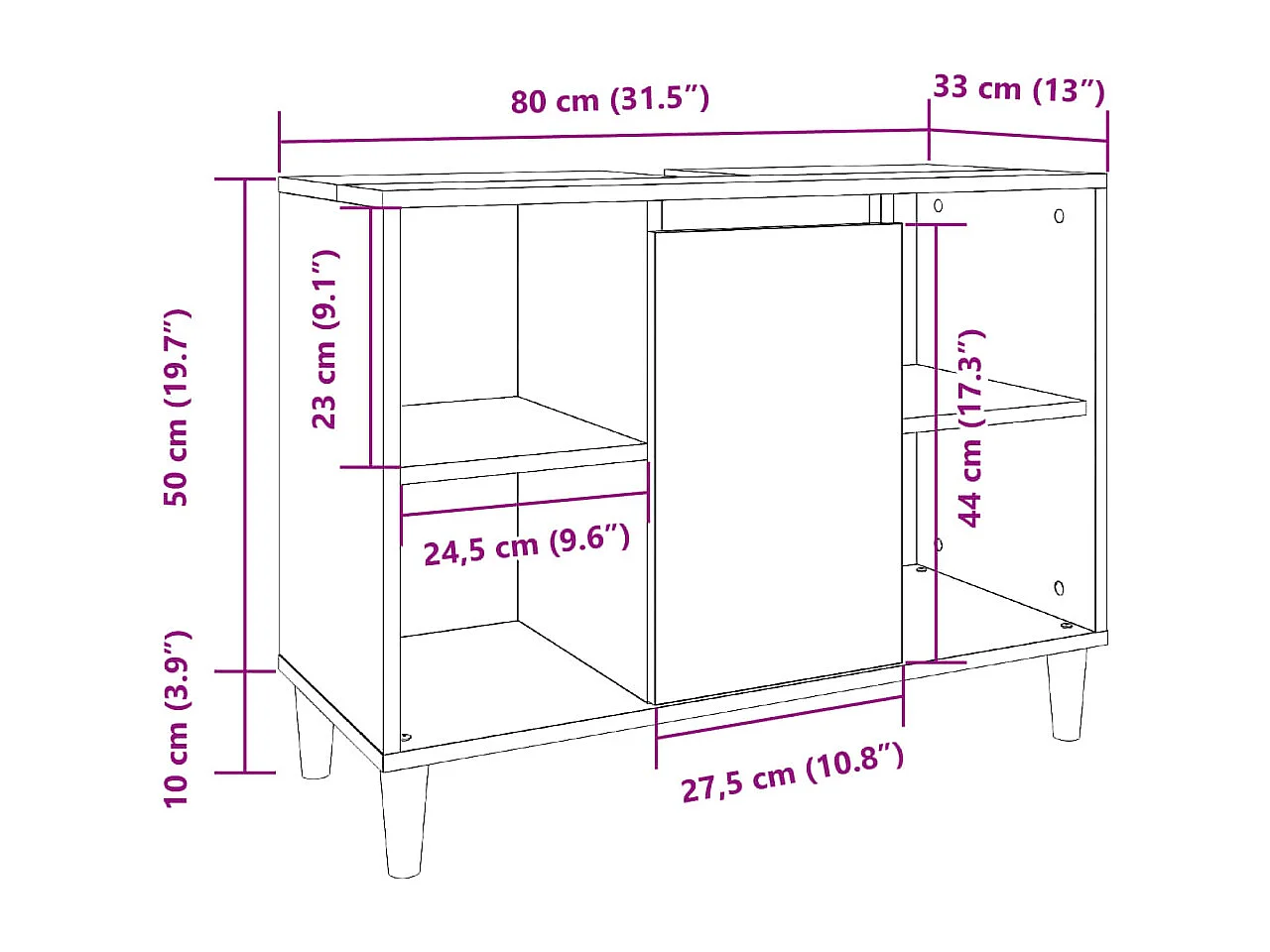 Armoire salle de bain chêne sonoma 80x33x60cm bois d'ingénierie