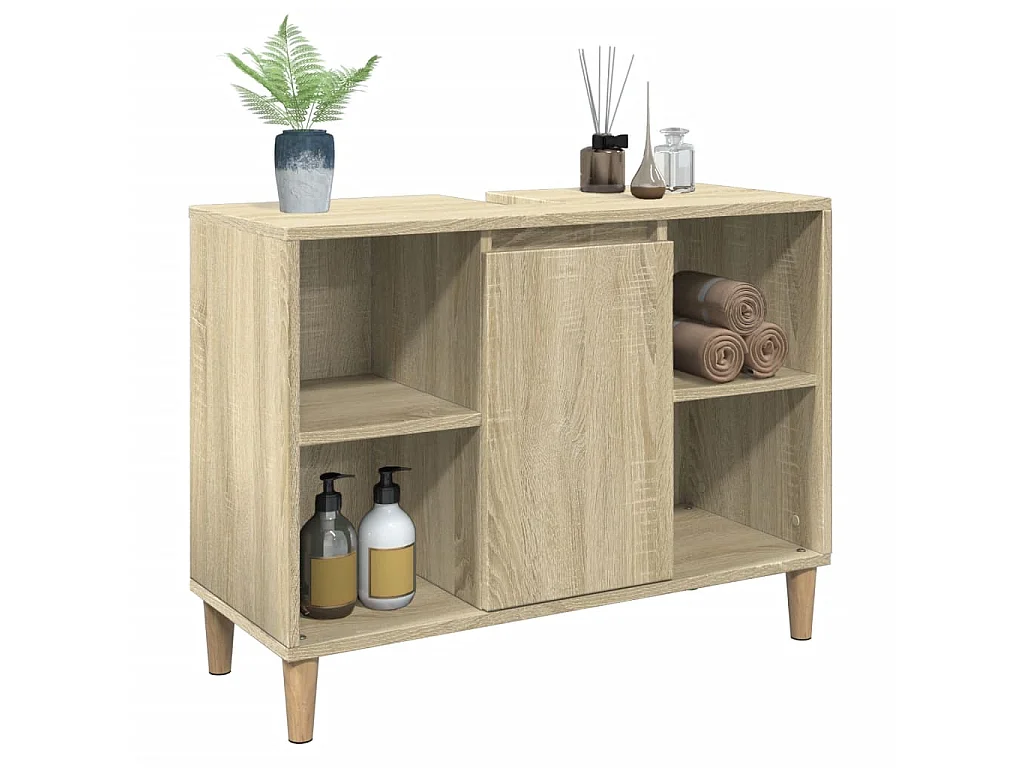 Armoire salle de bain chêne sonoma 80x33x60cm bois d'ingénierie