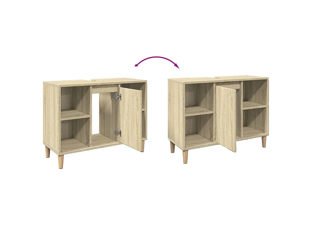 Armoire salle de bain chêne sonoma 80x33x60cm bois d'ingénierie