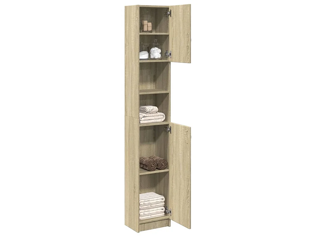 Badkamerkast 32x25,5x190 cm spaanplaat sonoma eikenkleurig