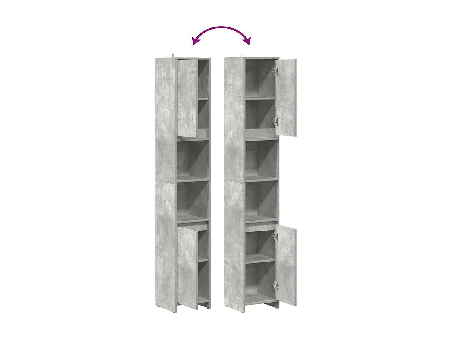 Armoire de salle de bain Gris béton 30x30x183,5 cm Aggloméré