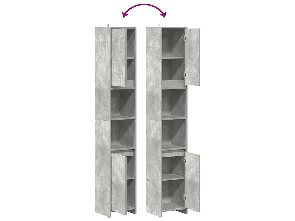 Armoire de salle de bain Gris béton 30x30x183,5 cm Aggloméré