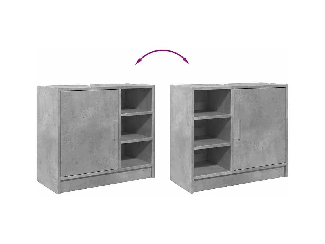 Armoire d'évier gris béton 63x29x55 cm bois d'ingénierie