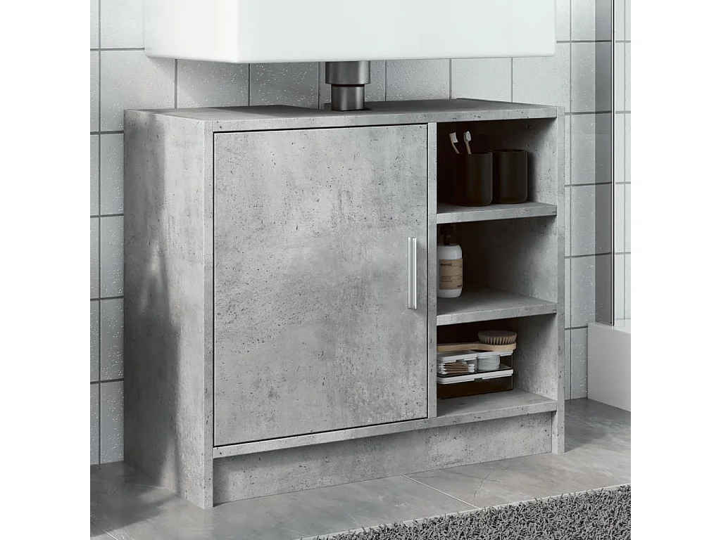 Armoire d'évier gris béton 63x29x55 cm bois d'ingénierie