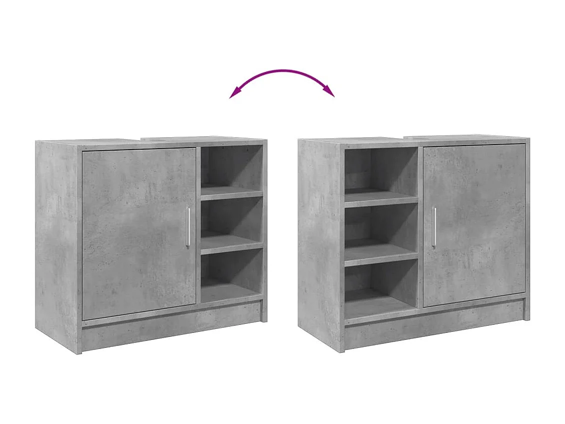 Armoire d'évier gris béton 63x29x55 cm bois d'ingénierie