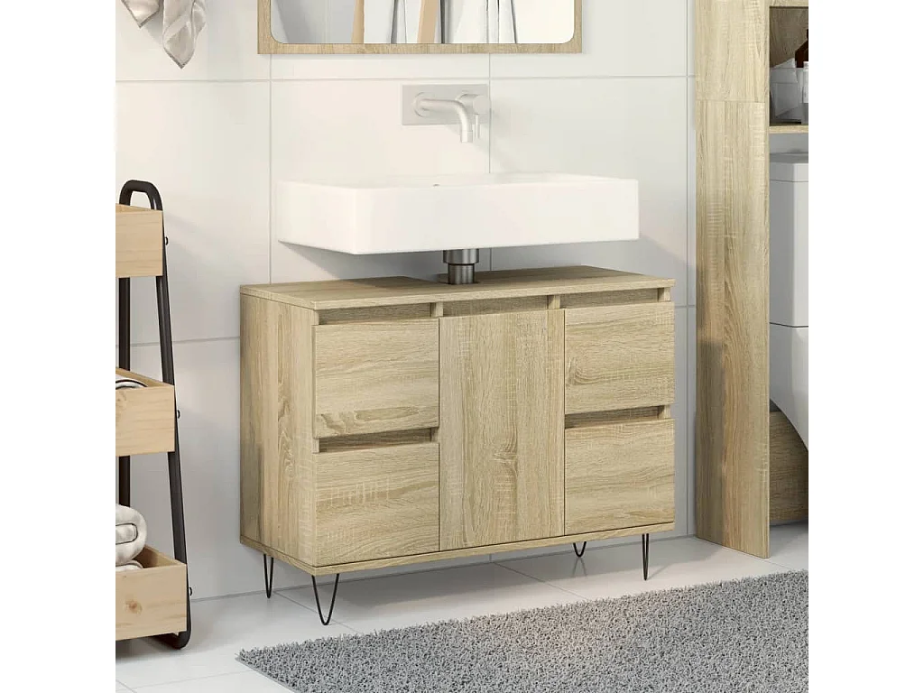 Armoire salle de bain chêne sonoma 80x33x60cm bois d'ingénierie