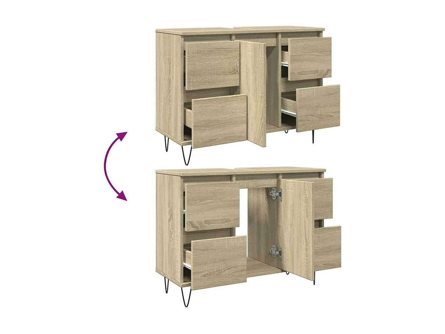 Armoire salle de bain chêne sonoma 80x33x60cm bois d'ingénierie