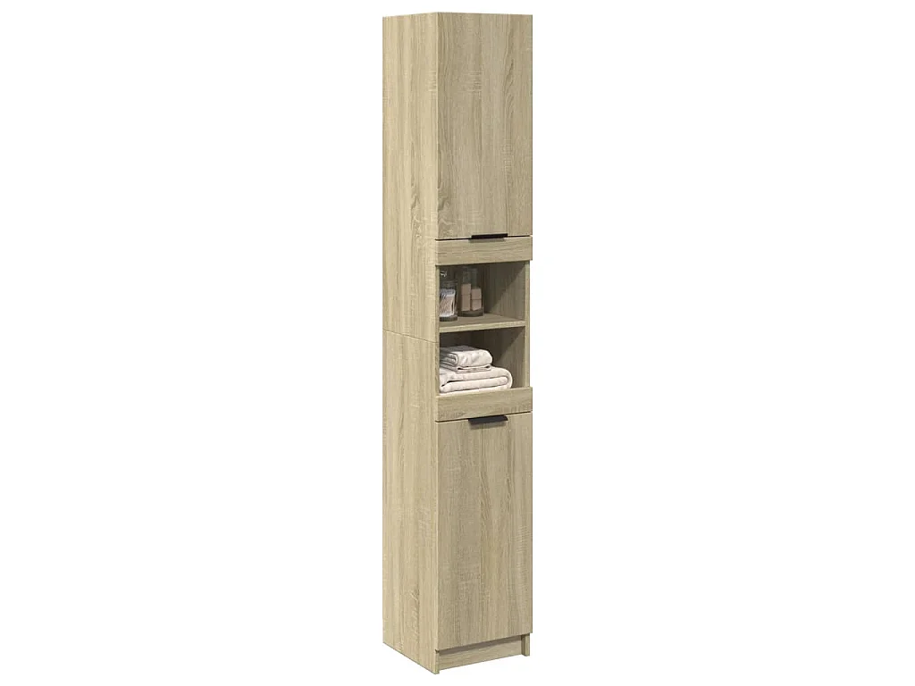 Armadietto da Bagno Rovere Sonoma 32x34x188,5 cm in Truciolato