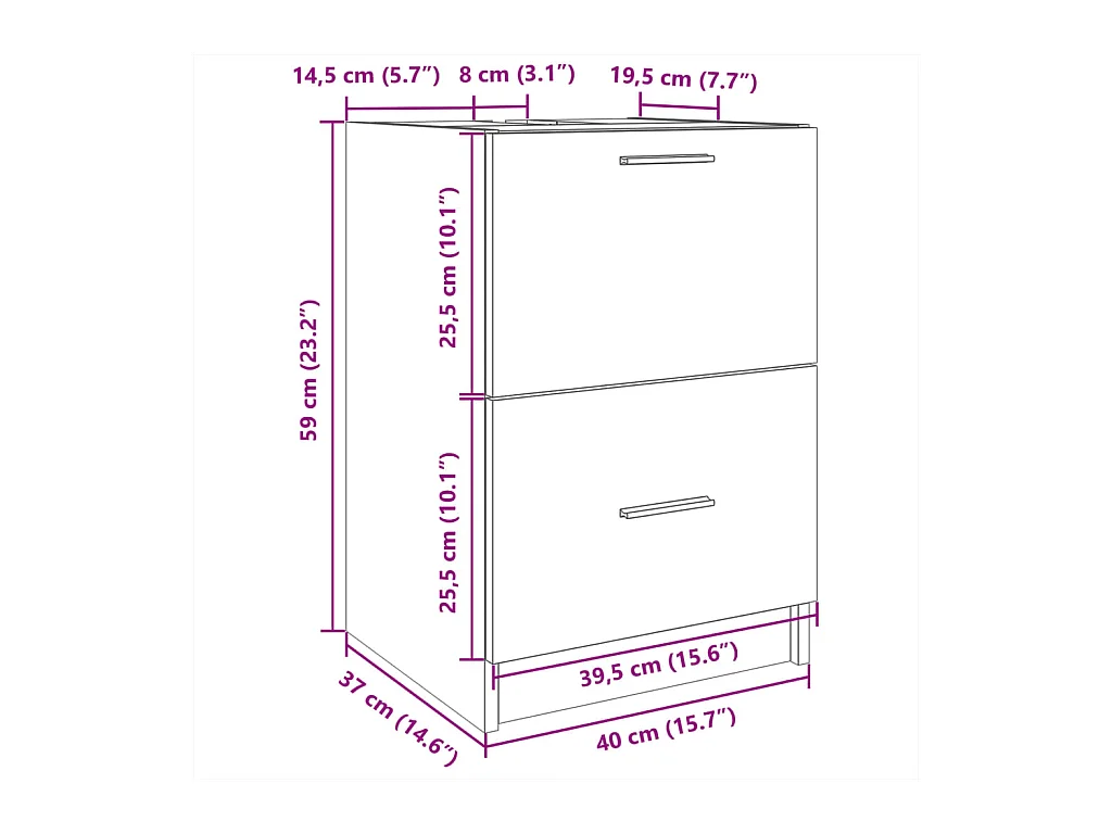 Wastafelkast 40x37x59 cm bewerkt hout sonoma eikenkleurig