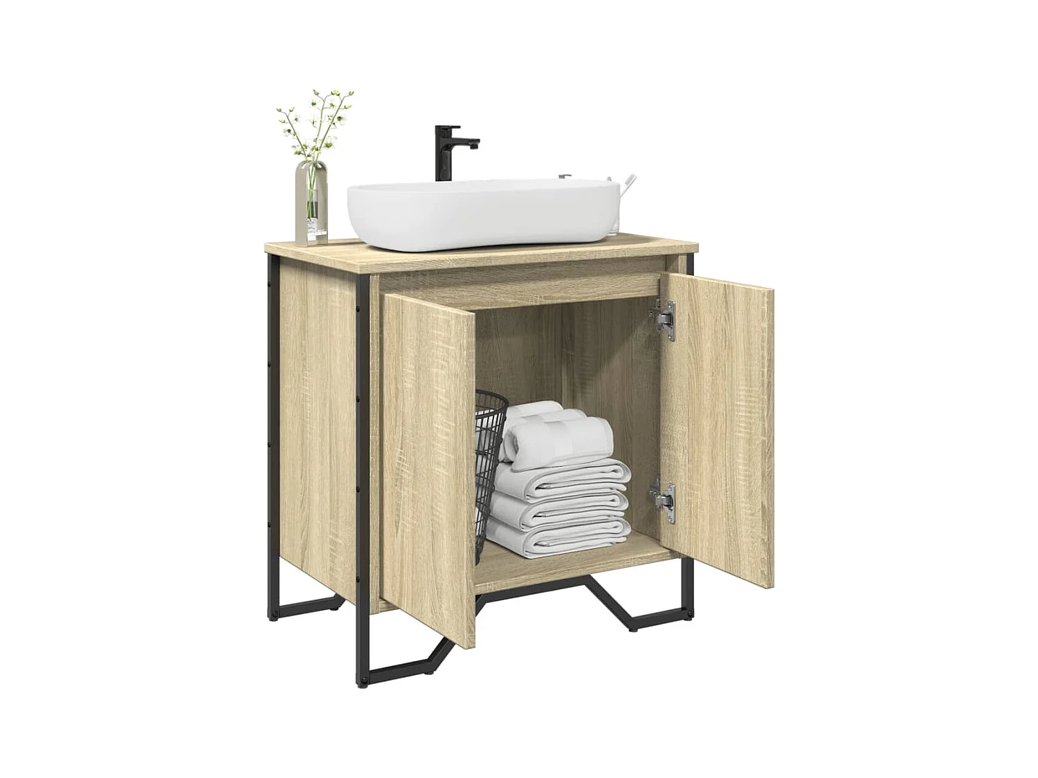 Armoire lavabo de salle de bain chêne sonoma 60x35x60 cm