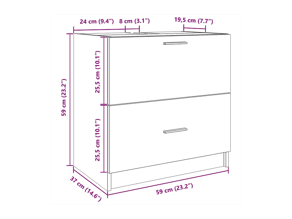 Armoire d'évier gris béton 59x37x59 cm Bois d'ingénierie