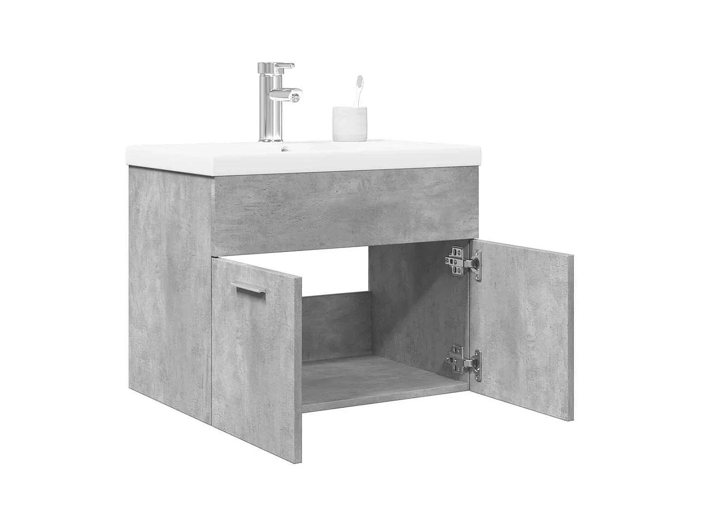 Armoire lavabo de salle de bain avec bassin intégré gris béton