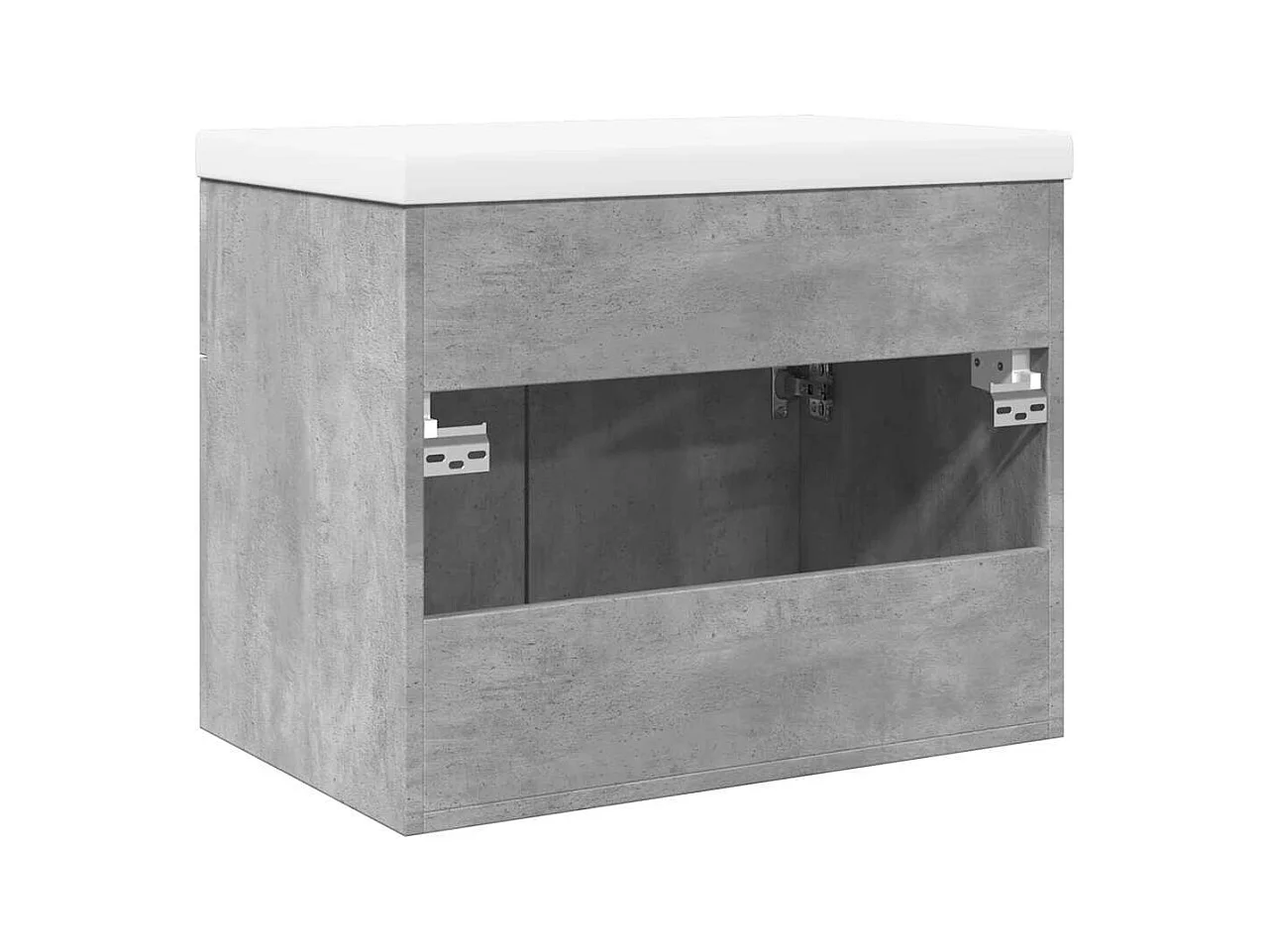 Armoire lavabo de salle de bain avec bassin intégré gris béton