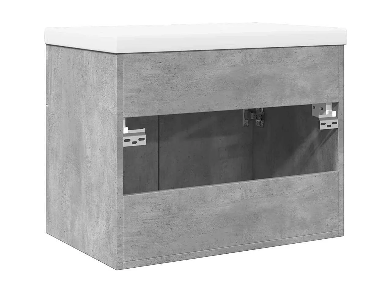 Armoire lavabo de salle de bain avec bassin intégré gris béton