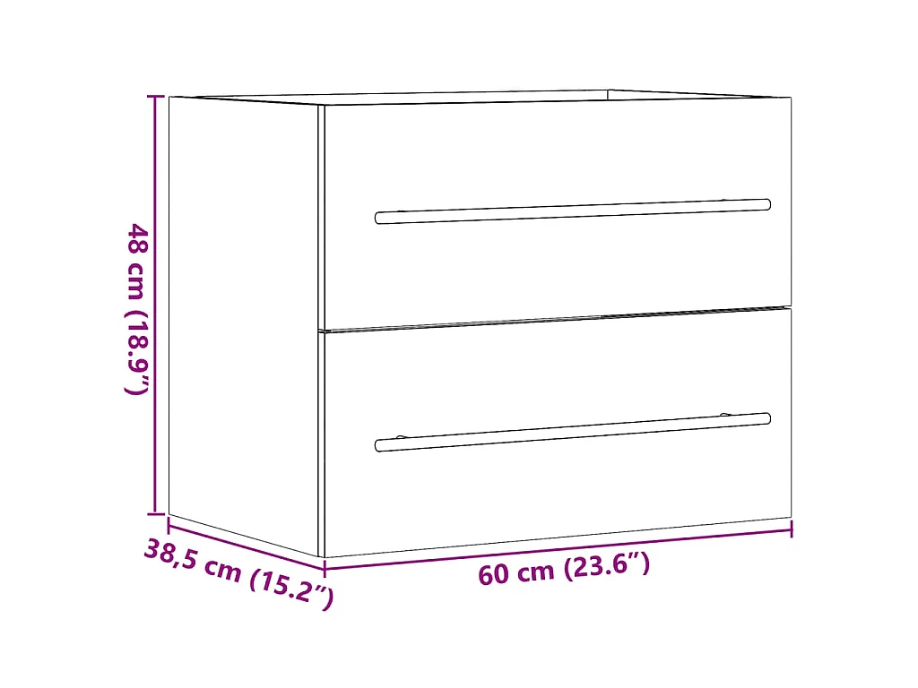 Mobile Lavabo Grigio Cemento 60x38,5x48 cm in Legno Multistrato